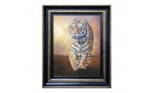 ภาพสีน้ำมัน-กรอบไม้พลาสติกสีทอง ภาพวาดสีน้ำมันเสือโคร่ง